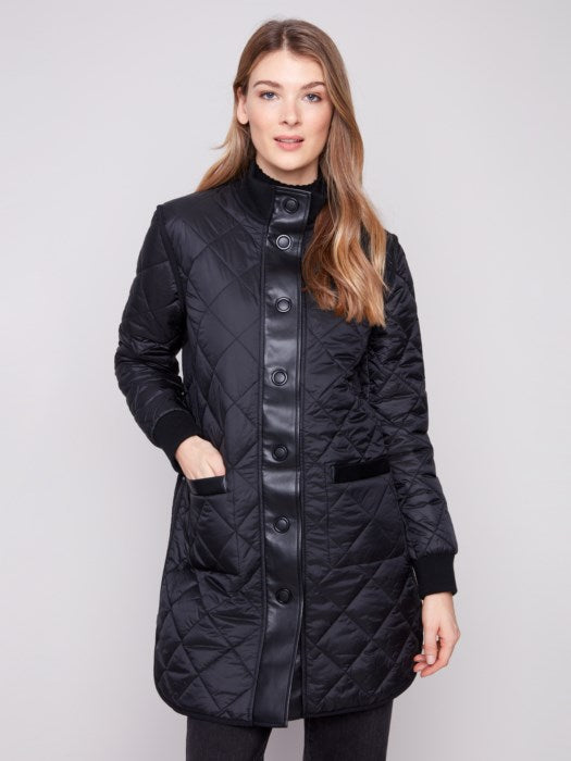 Reversible Solid/Jacquard Quilted Puffer