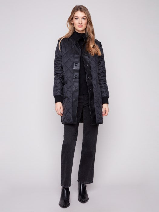 Reversible Solid/Jacquard Quilted Puffer