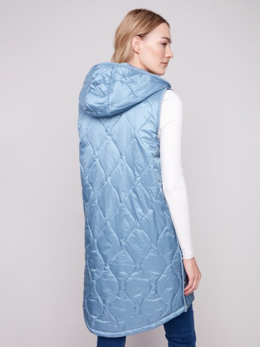 Pearlized Puffer Long Vest