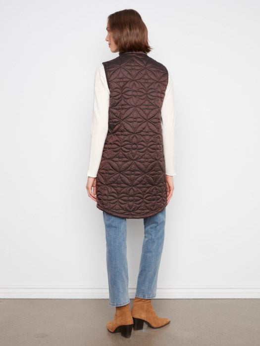 Long Hooded Puffer Vest - C6426