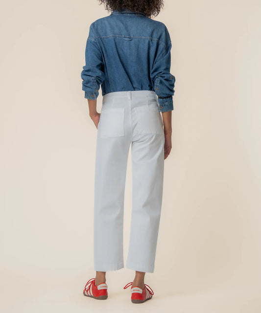 Ashton Wide Leg Barrel Leg Jeans- OPTIC WHITE