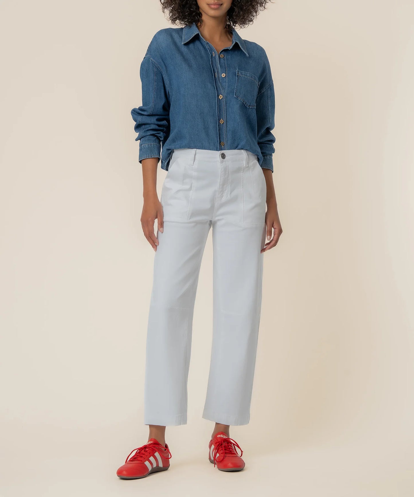 Ashton Wide Leg Barrel Leg Jeans- OPTIC WHITE