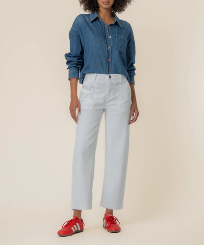 Ashton Wide Leg Barrel Leg Jeans- OPTIC WHITE