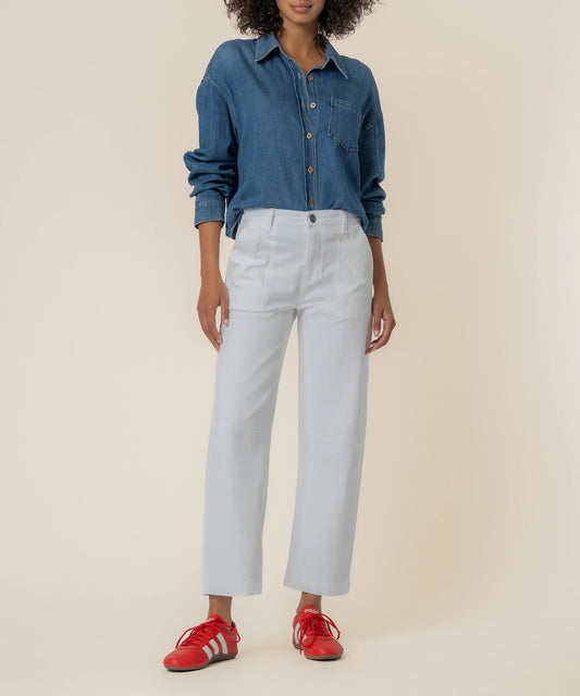 Ashton Wide Leg Barrel Leg Jeans- OPTIC WHITE
