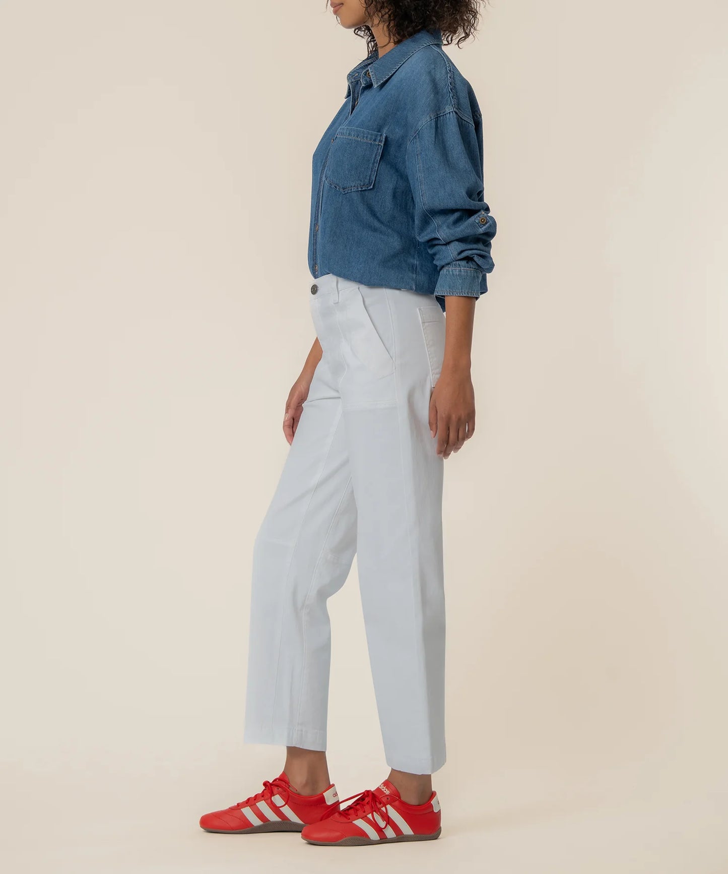 Ashton Wide Leg Barrel Leg Jeans- OPTIC WHITE