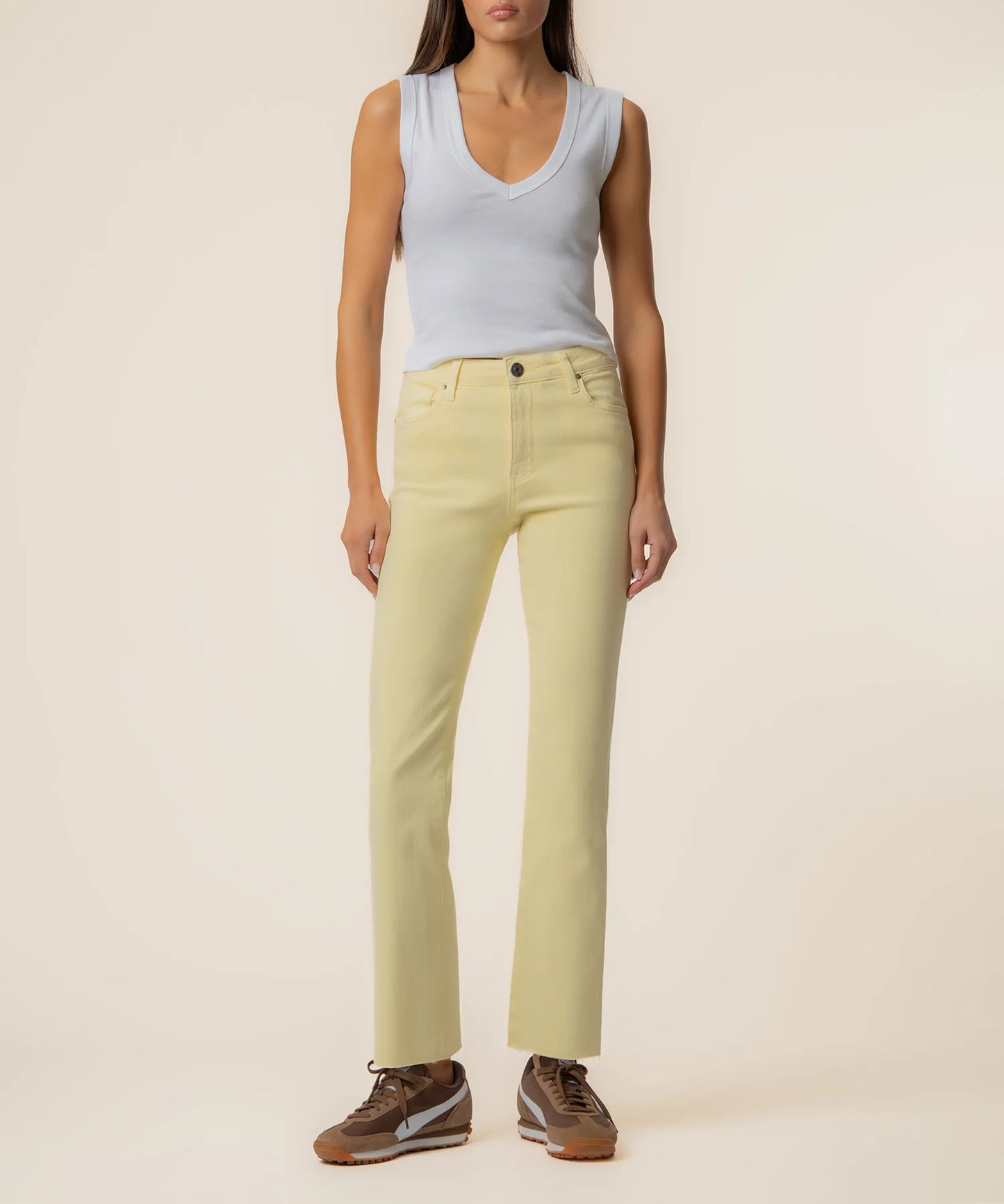 Kelsey Ankle Flare Jeans - PASTEL YELLOW