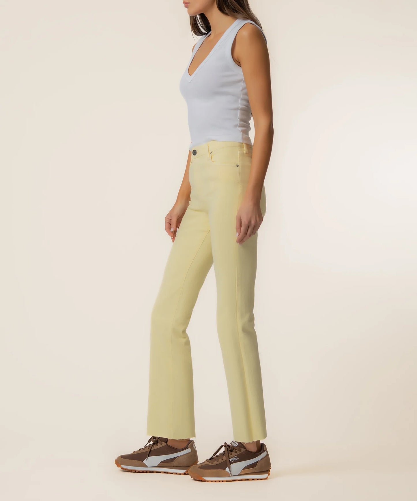 Kelsey Ankle Flare Jeans - PASTEL YELLOW
