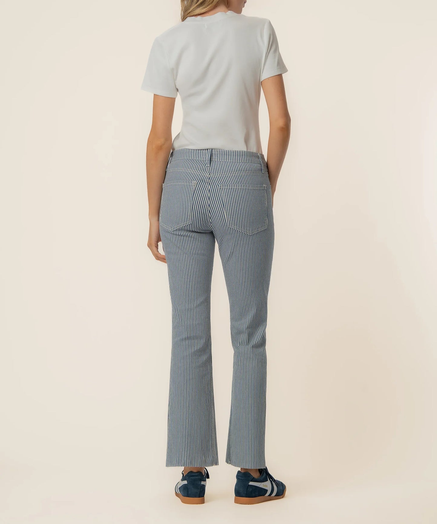 Kelsey Stripe Ankle Flare Jeans - NAVY/IVORY