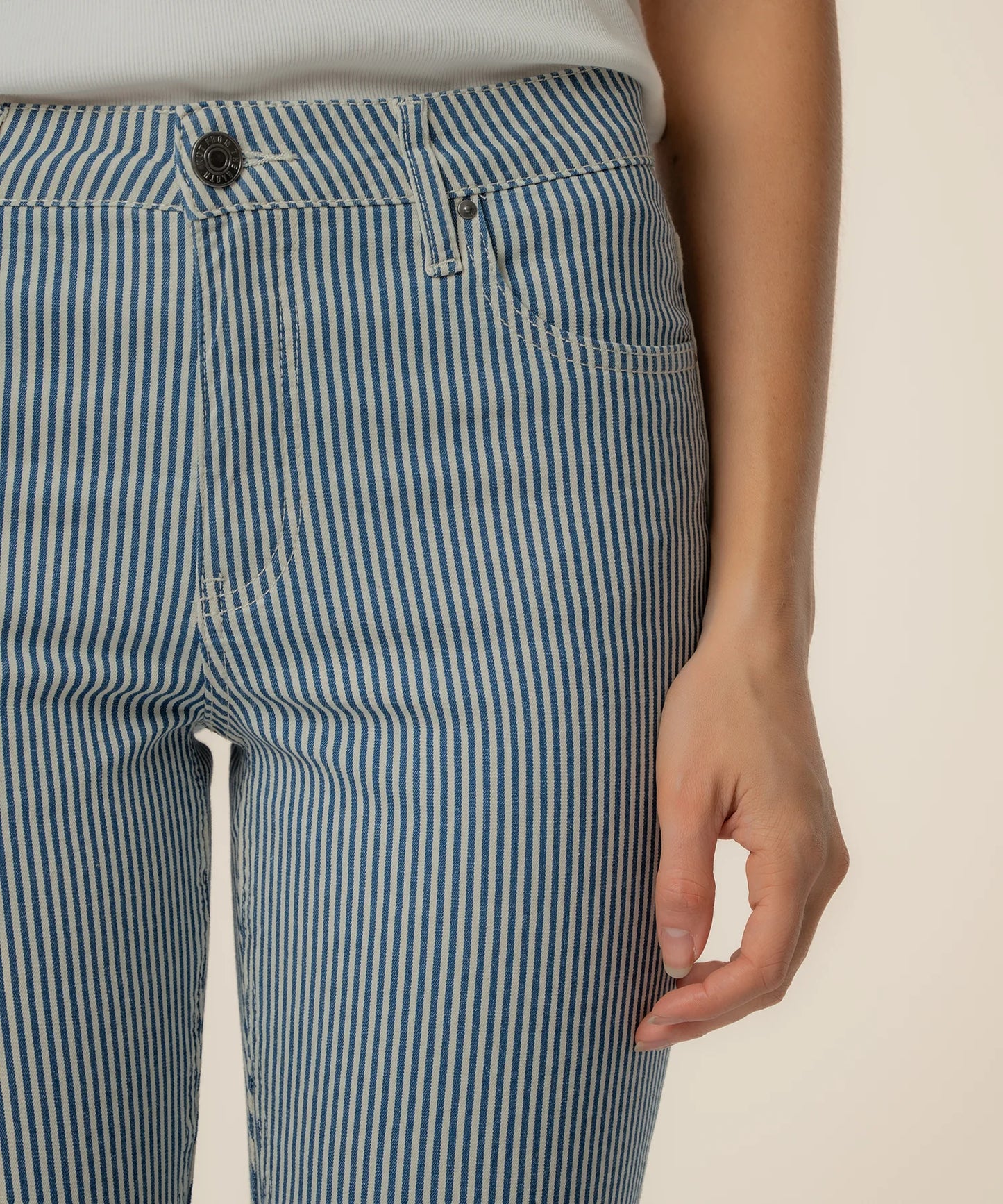 Kelsey Stripe Ankle Flare Jeans - NAVY/IVORY