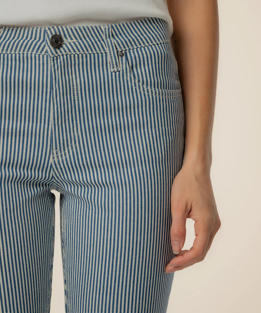 Kelsey Stripe Ankle Flare Jeans - NAVY/IVORY