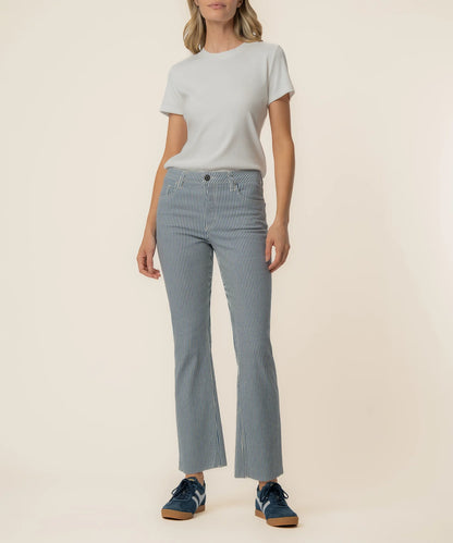 Kelsey Stripe Ankle Flare Jeans - NAVY/IVORY