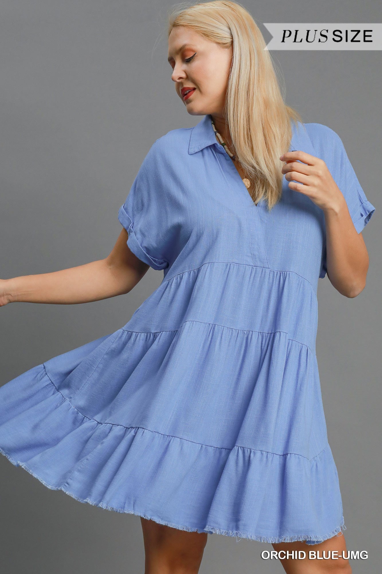 Short Sleeve Ruffle Tiered Dress - A5365