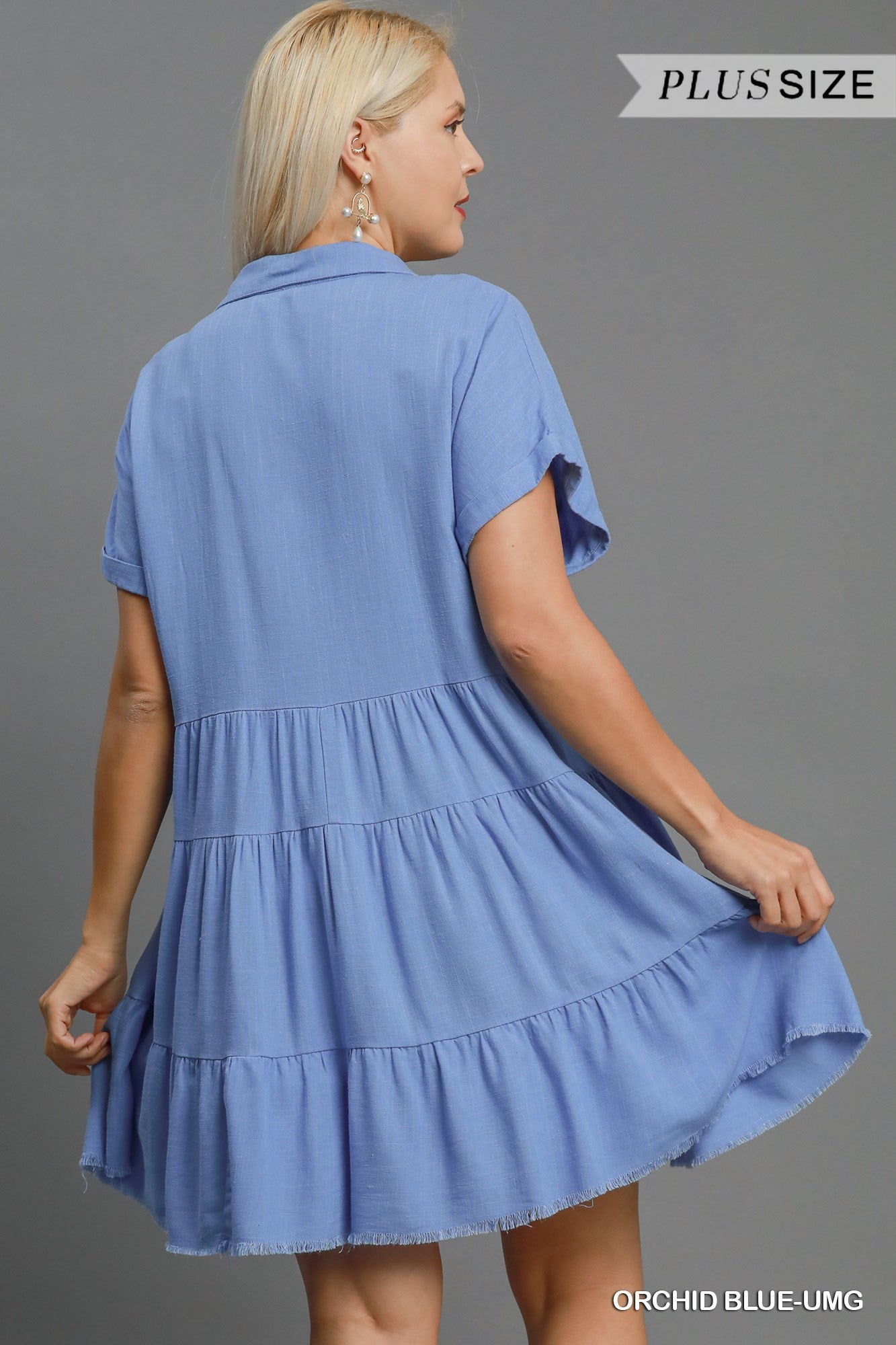 Short Sleeve Ruffle Tiered Dress - A5365