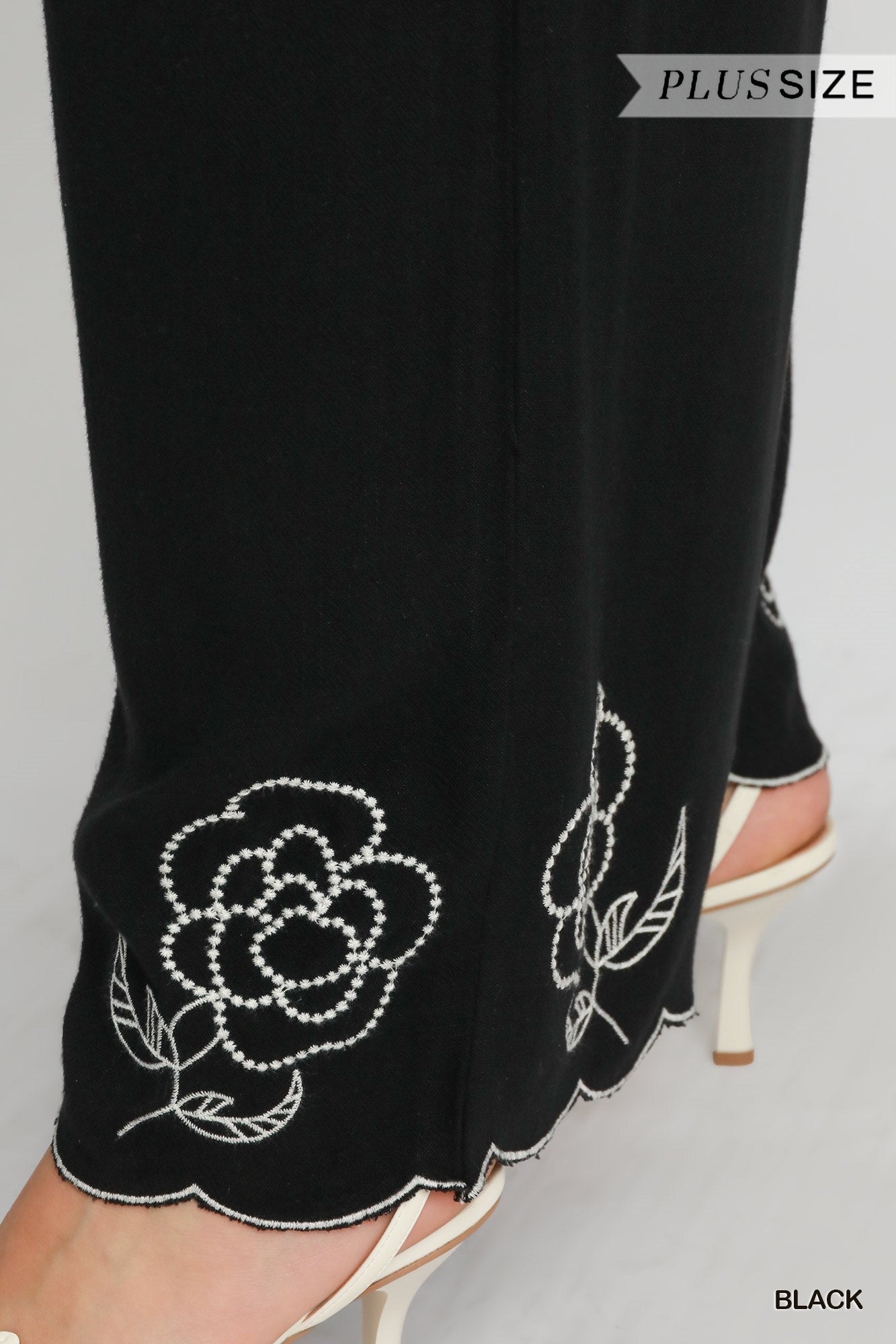 Floral Embroidered Wide Leg Pants - C4279-P