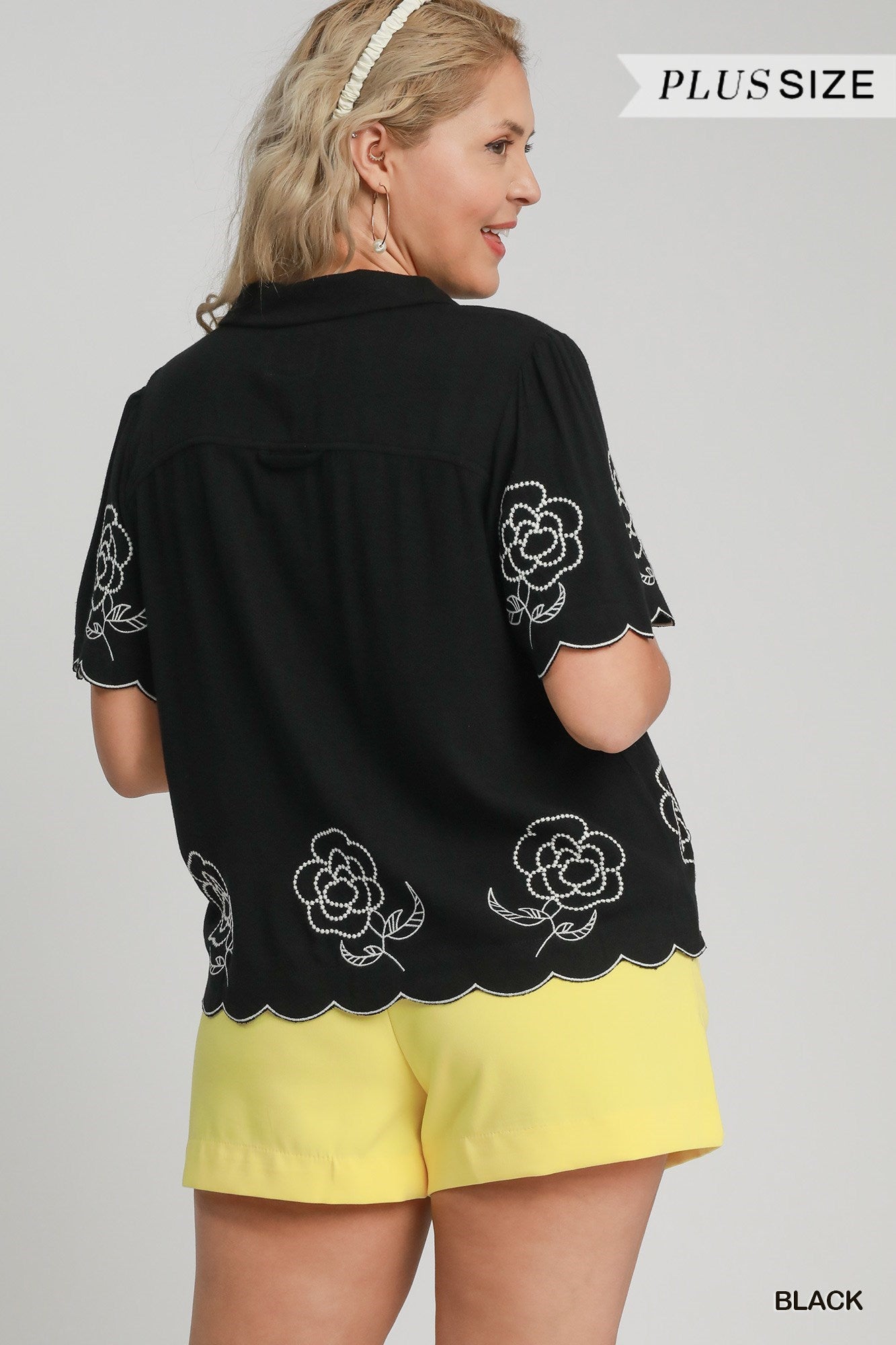 Floral Embroidered Button Down Shirt - C4279-T